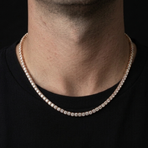 Iced Out Rose Polished Moissanite Tennis Chain - (3 MM Width)