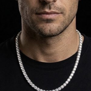 Iced Out Silver Moissanite Tennis Chain - (4 MM Width)