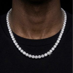 Dripped Out Silver Moissanite Tennis Chain - (5MM Width)