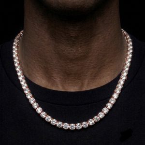 Dripped Out Rose Polished Moissanite Tennis Chain - (5MM Width)