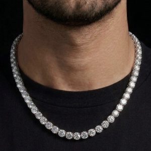 Big Ice Silver Moissanite Tennis Chain - (6.5MM Width)