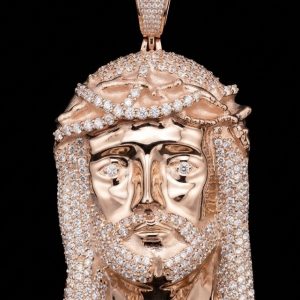 Iced Out Rose Polished Jesus Piece Moissanite Pendant