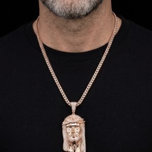 Iced Out Rose Polished Jesus Piece Moissanite Pendant