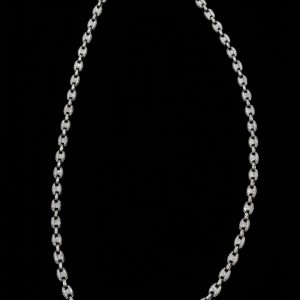 Blinged Out Pig Nose Link Silver Moissanite Chain