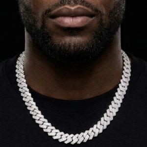Fully Iced Out Straight Edge Silver Moissanite Cuban Link Chain - 12 MM
