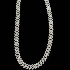 Classic Iced Out Miami Cuban Link Silver Moissanite Chain
