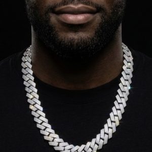Big Ice Prong-Set Cuban Link Silver Moissanite Chain