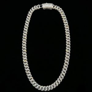 Iced Out Rounded Miami Cuban Link Silver Moissanite Chain - 13 MM